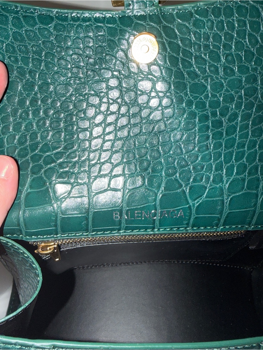 Balenciaga Forest Green Croc-Embossed Top Handle Mini Bag - Picture 4 of 5